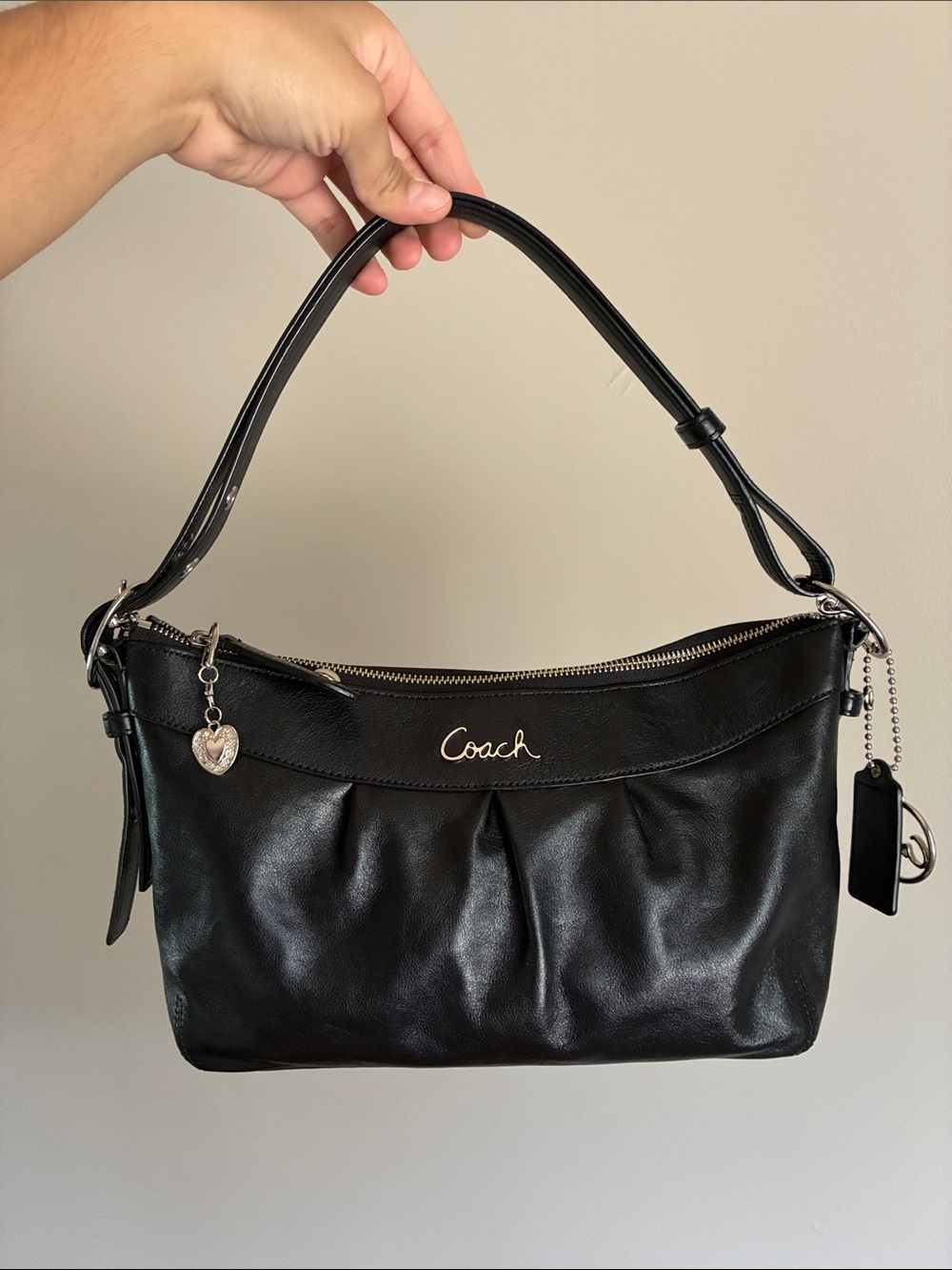 Coach Black Leather Ashely Shoulder Bag